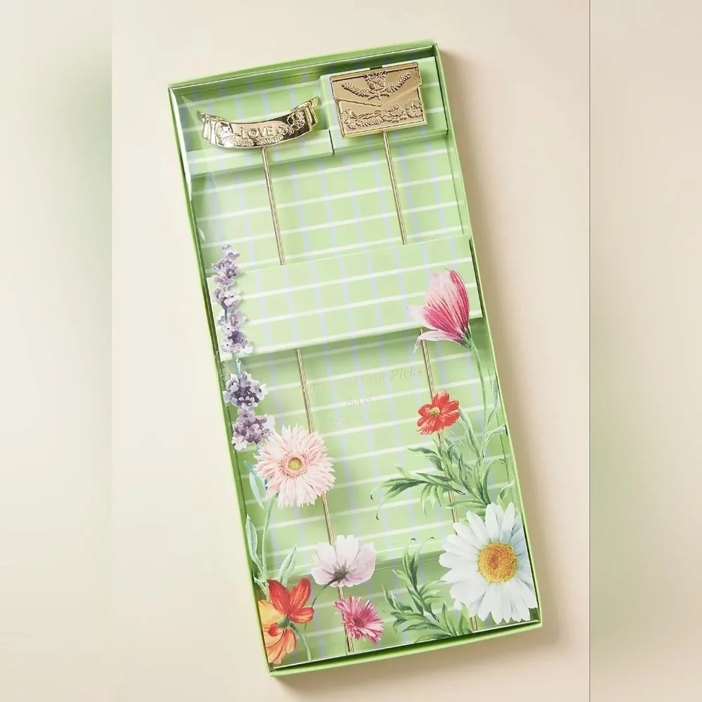 Anthropologie Love Notes Metal Bouquet and Plant Pot Picks, NIB.